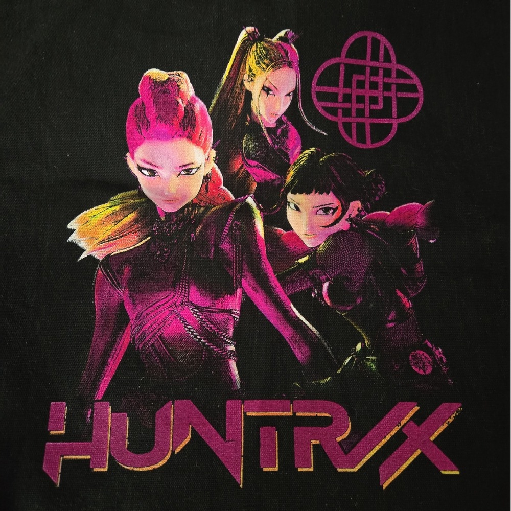 Demon Hunter Tote Bag Women OS Black New Kpop Huntrix Graphic Canvas Zip